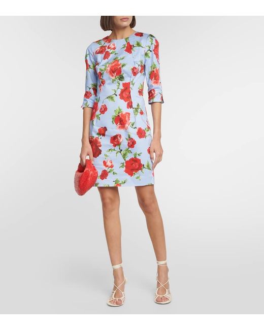 Robe Imprimee En Coton Melange Carolina Herrera en coloris Red