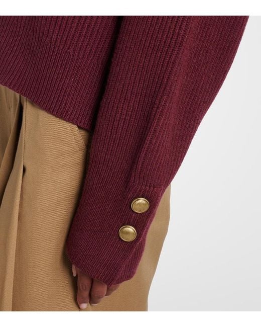 Brunello Cucinelli Red Wool, Cashmere, And Silk Sweater