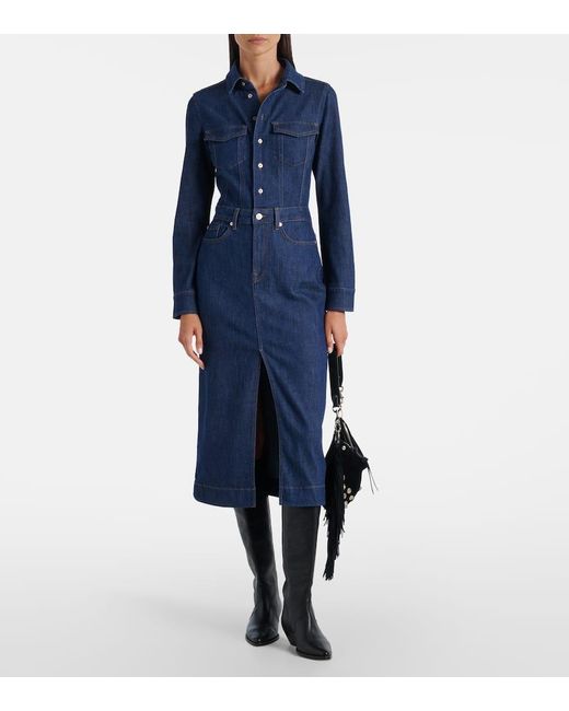Vestido Camisero De Denim 7 For All Mankind de color Blue
