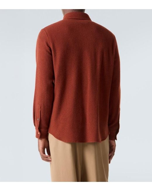 God's True Cashmere Brown Cashmere Shirt With Sunstone for men