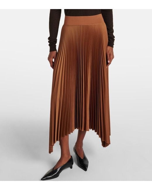 Joseph Brown Ade Plisse Asymmetric Crepe Midi Skirt