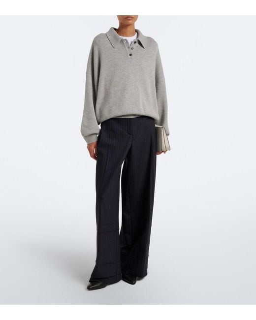 Lisa Yang Gray Etta Cashmere Polo Sweater