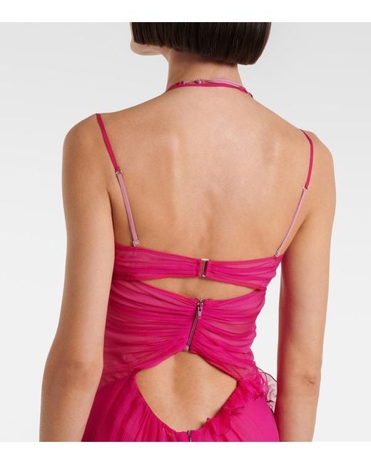 Nensi Dojaka Pink Semi-Sheer Silk Gown