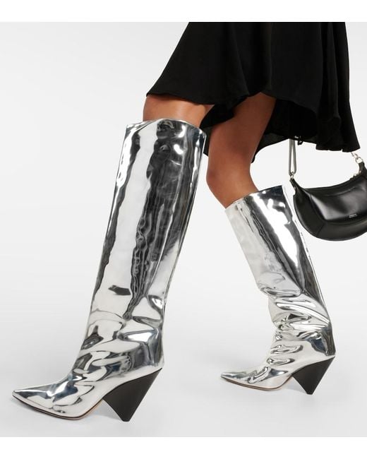 Isabel Marant Gray Lakita Mirrored Knee-High Boots