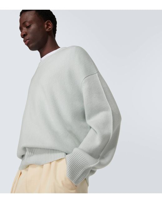 Allude White Cashmere Sweater for men