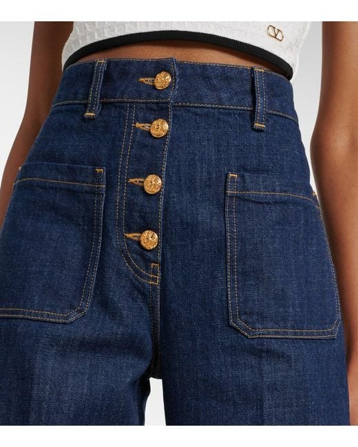 Valentino Blue High-Rise Straight Jeans