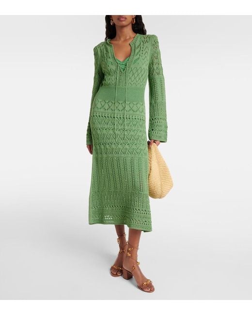 Dorothee Schumacher Green Seductive Lace Pointelle Midi Dress
