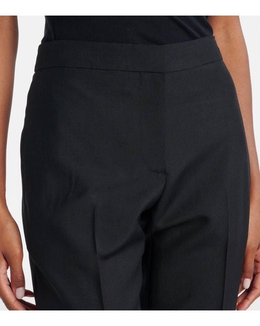 Alexander McQueen Blue Gerade Cropped-Hose Aus Wolle Und Mohair