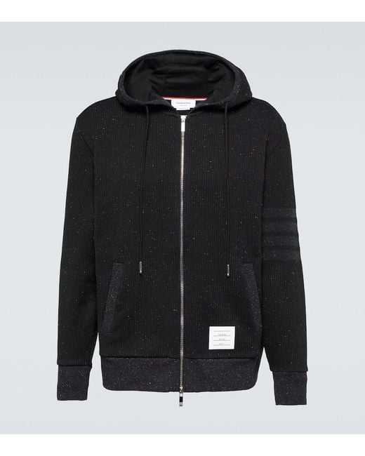 Thom Browne Black Cotton And Silk Hoodie for men
