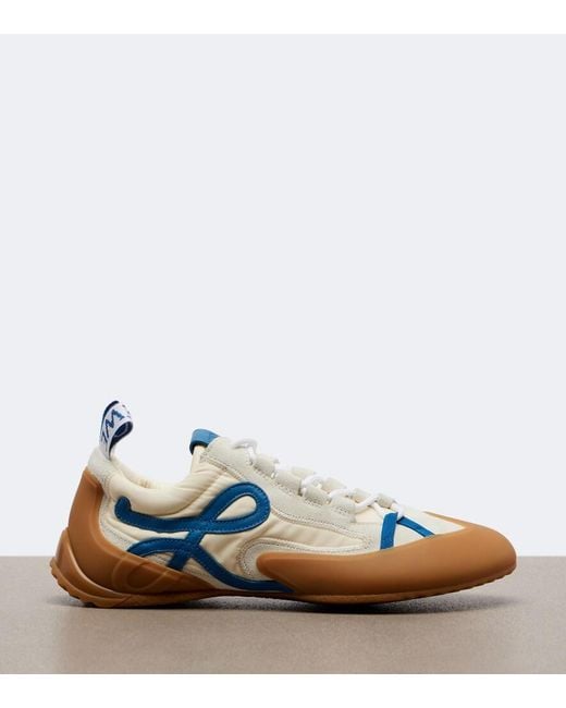 Loewe Blue Grip Anagram Suede-Trimmed Sneakers