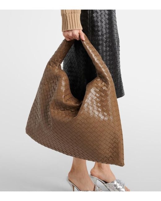 Bottega Veneta Brown Hop Large Intrecciato Leather Shoulder Bag