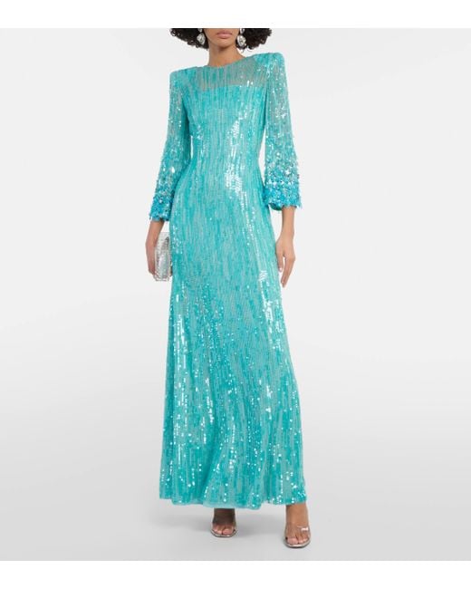 Jenny Packham Blue Nymph Embellished Gown
