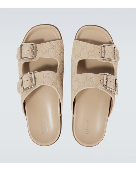 Gucci Natural Gg Suede Sandals for men