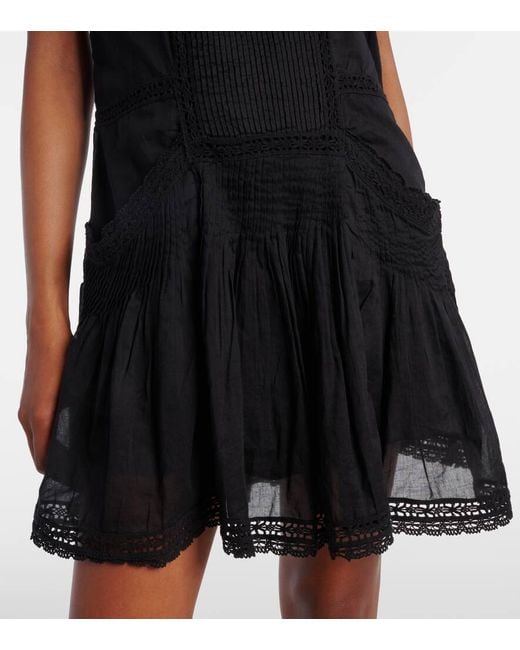 Isabel Marant Black Geraldin Lace-Trimmed Cotton Minidress