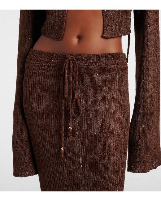 Bananhot Brown Alma Knitted Sequined Beach Cover-Up