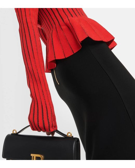 Balmain Red Off-Shoulder-Top Aus Strick