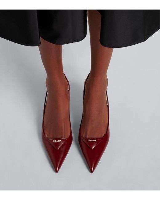 Prada Red Leather Slingback Pumps