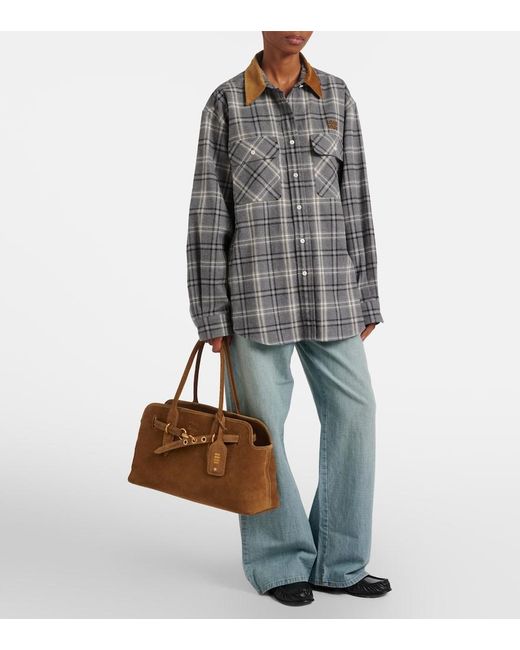 Miu Miu Brown Adventure Suede Tote Bag