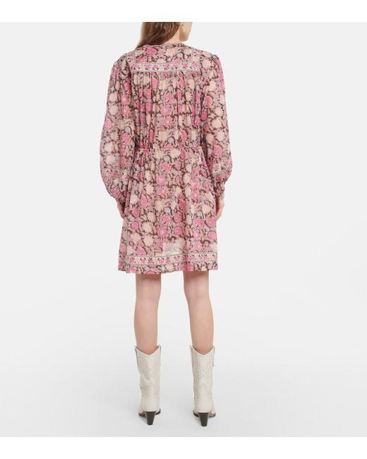 Isabel Marant Red Gilinesia Floral-Print Cotton Minidress