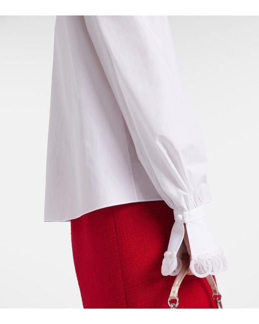 Valentino White Embroidered Cotton Poplin Blouse
