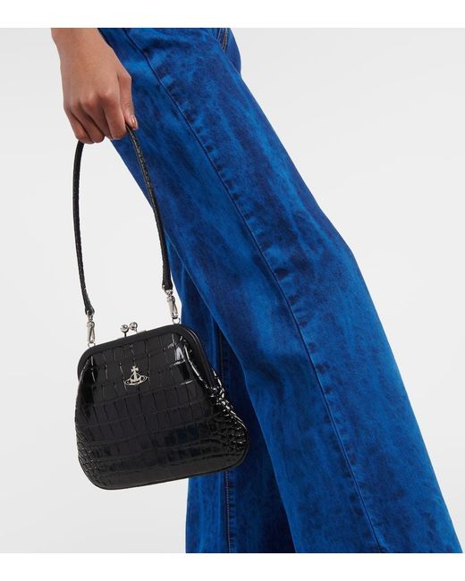 Vivienne Westwood Black Croc-effect Leather Tote Bag