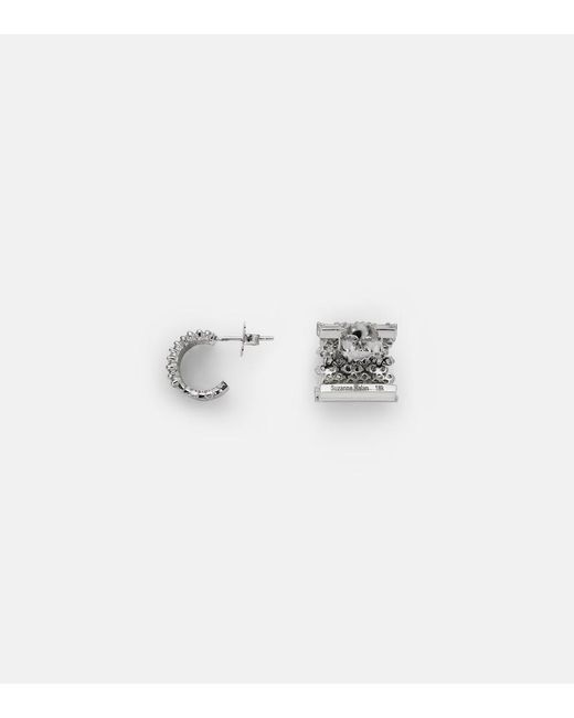 Suzanne Kalan White Rondelle 18Kt Earrings With Diamonds
