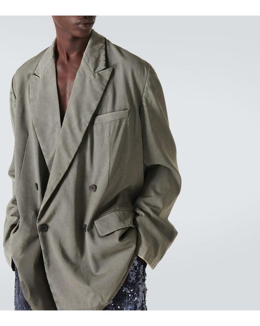 Dries Van Noten Green Oversized Wool-Blend Blazer for men