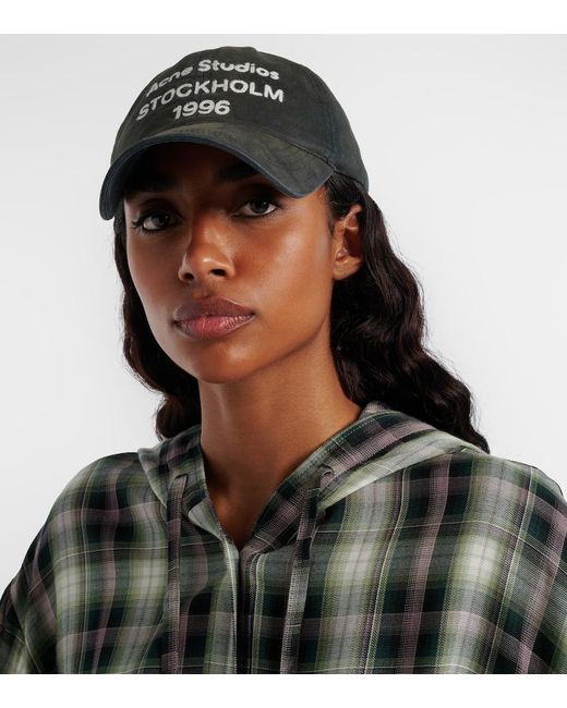 Acne Gray Logo Cotton Twill Baseball Cap