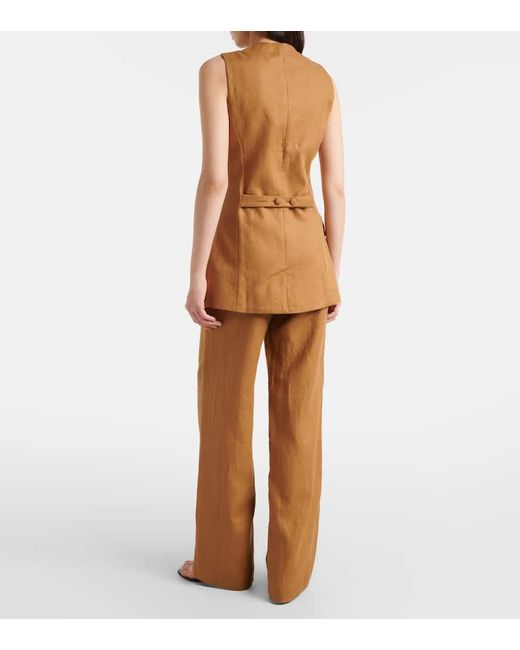 Faithfull The Brand Brown Ilride Linen Wide-Leg Pants