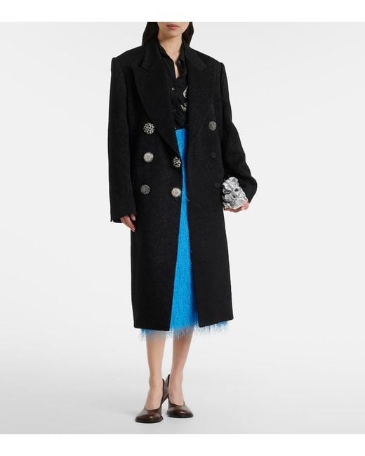 Dries Van Noten Blue Fringed Midi Skirt