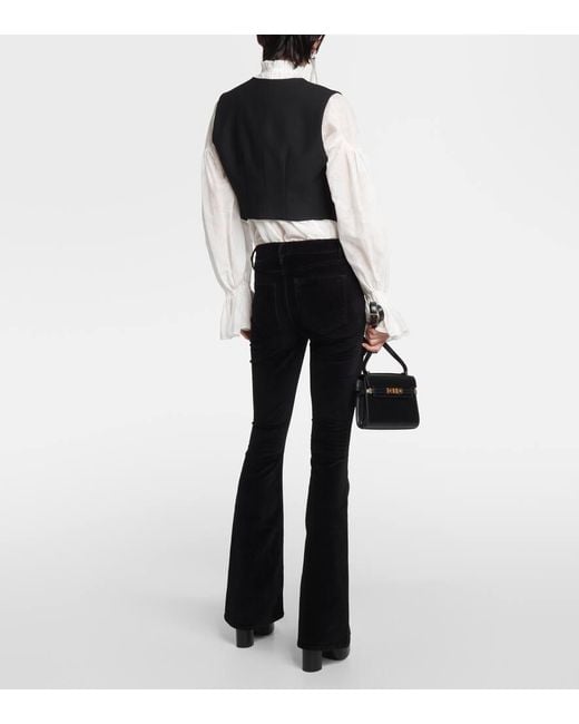 FRAME Black High-Rise-Schlaghose Le High Flare Velveteen Aus Samt
