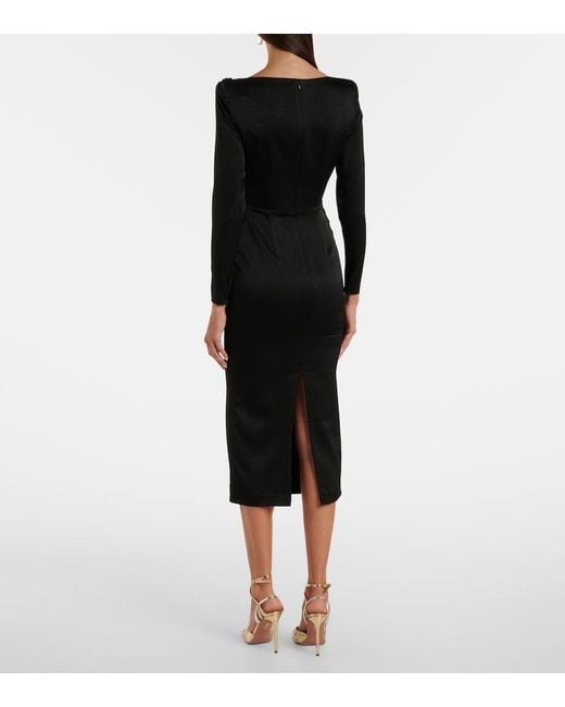 Alex Perry Black Asymmetric Draped Midi Dress