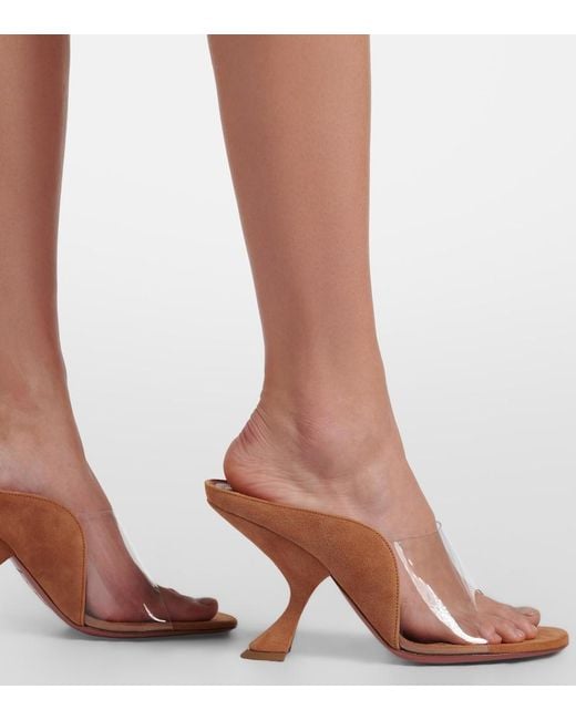 AMINA MUADDI Brown Mackenzie Pvc And Suede Mules