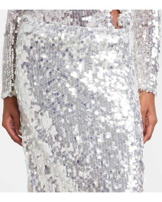 Christopher Esber White Opaline Sequined Midi Skirt