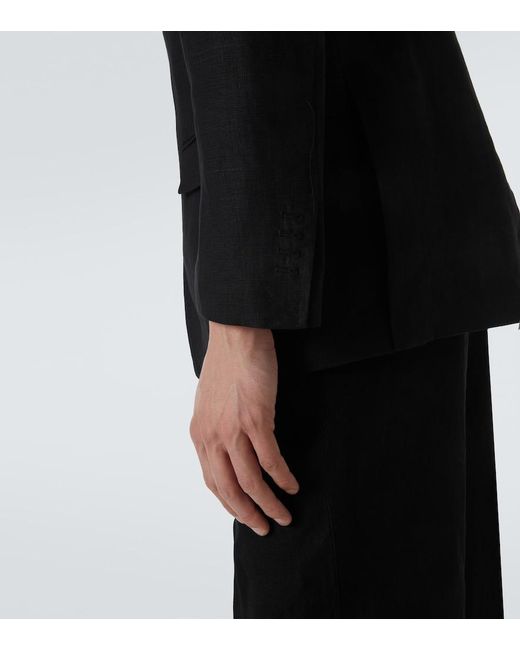 Rubinacci Black Linen Blazer for men
