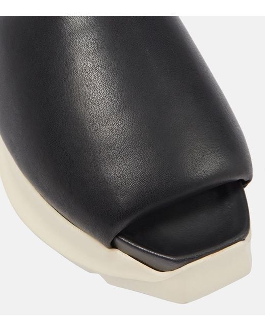 Rick Owens Black Geth Padded Leather Platform Sliders
