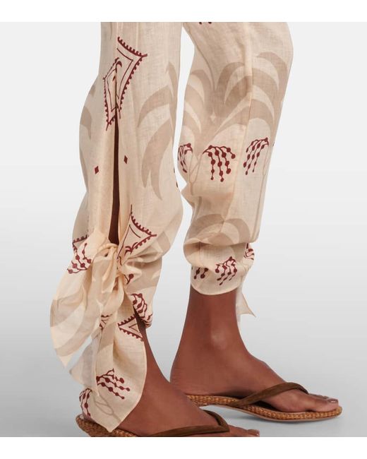 Pantalones Flared Femininity Dramatic De Lino Johanna Ortiz de color Natural