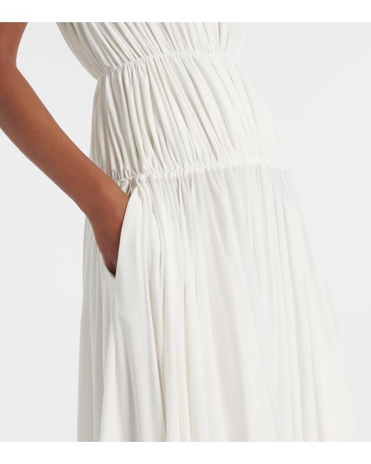 Alaïa White Draped Sleeveless Woven Maxi Dress