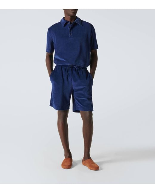 Polo en coton et soie Loro Piana pour homme en coloris Blue