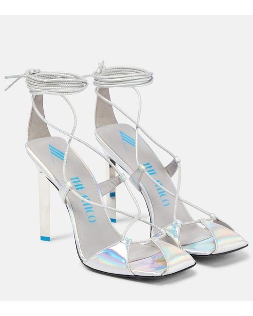 The Attico White Adele Metallic Leather Sandals