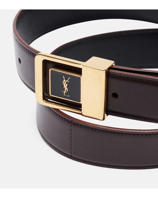 Saint Laurent Black Cassandre Leather Belt