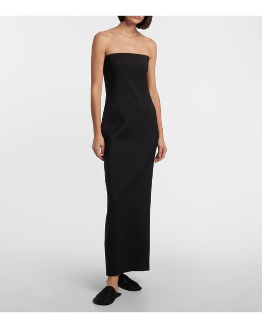 The Row Black Ward Wool And Silk Maxi Dress