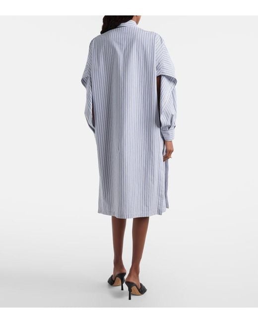 Bottega Veneta Blue Striped Cotton Shirt Dress