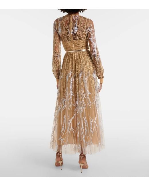 Elie Saab Natural Arboreal Midi Gown