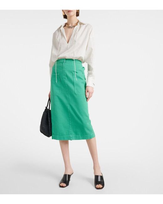 Max Mara Green Werther Denim Pencil Skirt