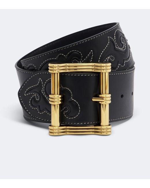 Etro Blue Embroidered Leather Belt