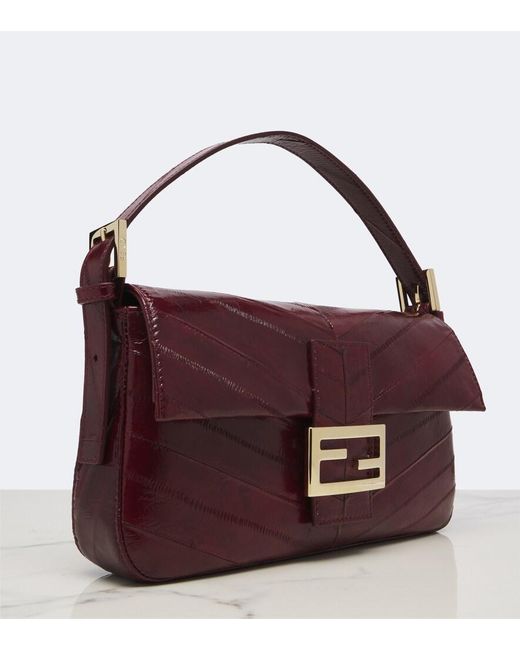 Fendi Purple Baguette 26424 Small Leather Shoulder Bag