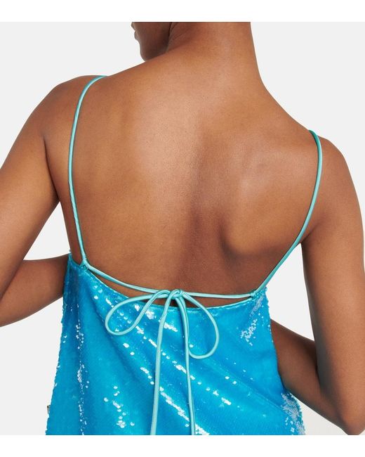 Ganni Blue Sequin Slip Mini Dress