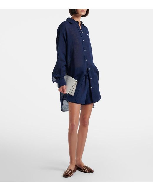 Polo Ralph Lauren Blue Cotton And Linen Shirt