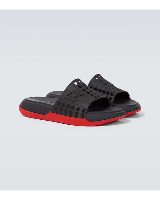 Christian Louboutin Red Take It Easy Spiked Slides for men